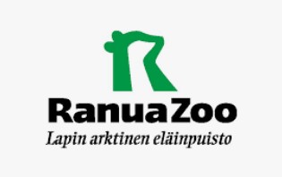 Ranuan eläinpuisto logo, jossa lukee valkoisella pohjalla mustalla teksti Ranua Zoo Lapin arktinen eläinpuisto