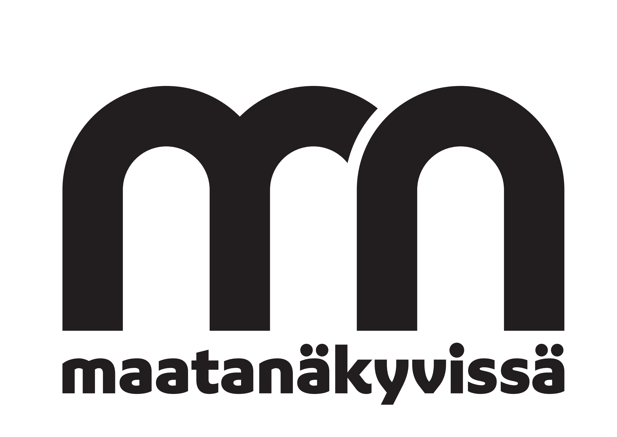 mustat MN kirjaimet valkoisella pohjalla, lisäksi teksti maata näkyvissä